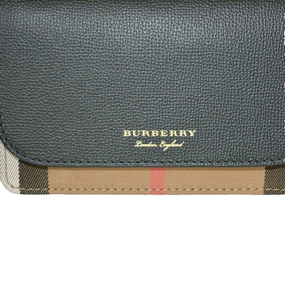 NWT BURBERRY HOUSE CHECK DERBY LEATHER HAMPSHIRE CROSSBODY BAG CLUTCH - Picture 2 of 10